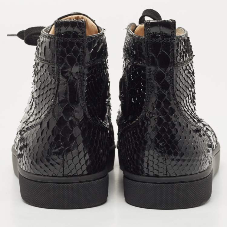 Pre Owned Christian Louboutin Black Python Louis Orlato Sneakers Size 43
