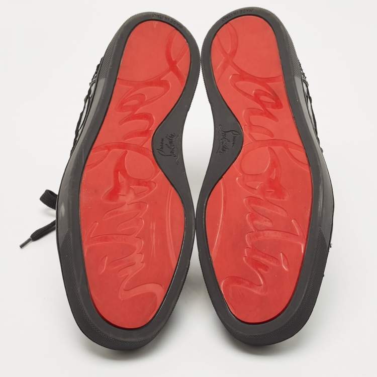 Pre Owned Christian Louboutin Black Python Louis Orlato Sneakers Size 43