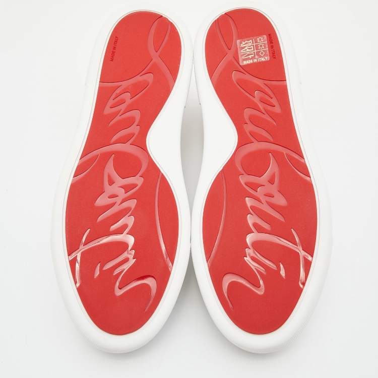 Pre Owned Christian Louboutin White Leather Arkenspeed Rainbow Sneakers Size 40.5