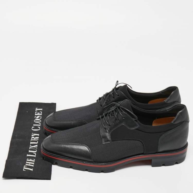 Pre Owned Christian Louboutin Black Neoprene, Leather and Fabric Mika Sky Derby Size 42.5 