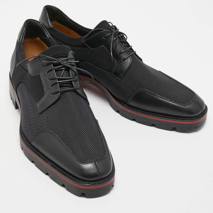 Pre Owned Christian Louboutin Black Neoprene, Leather and Fabric Mika Sky Derby Size 42.5 