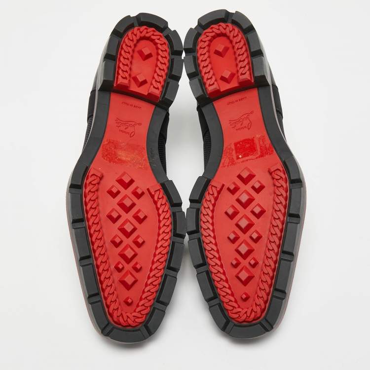 Pre Owned Christian Louboutin Black Neoprene, Leather and Fabric Mika Sky Derby Size 42.5 