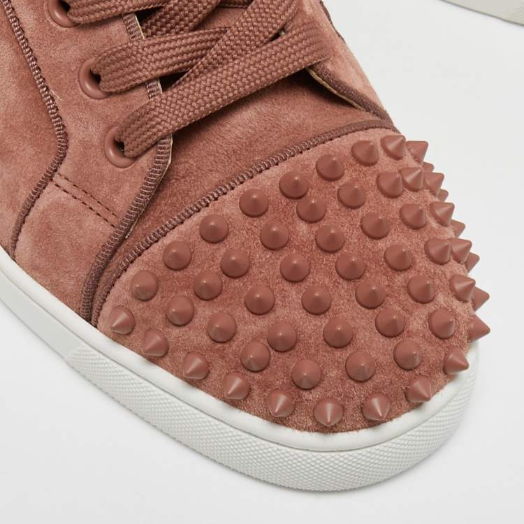 Pre Owned Christian Louboutin Light Pink Suede Louis Junior Spikes Sneakers Size 41