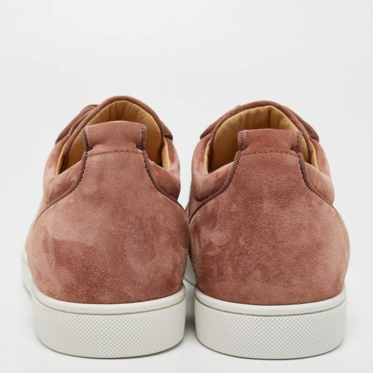 Pre Owned Christian Louboutin Light Pink Suede Louis Junior Spikes Sneakers Size 41