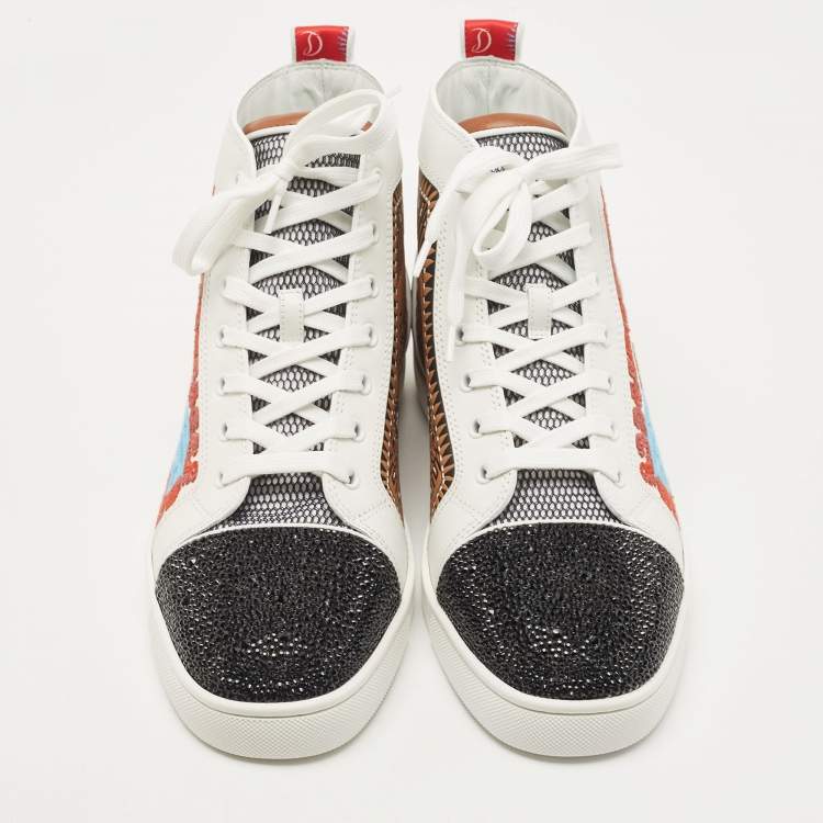 Pre Owned Christian Louboutin Multicolor Boat Embroidered Canvas and Leather No Limit Sneakers Size 44