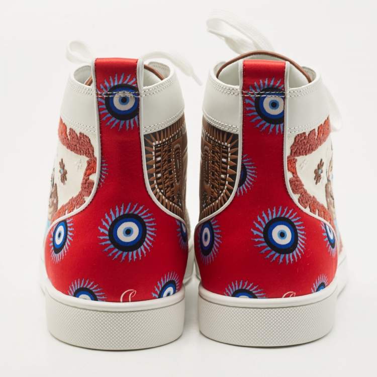 Pre Owned Christian Louboutin Multicolor Boat Embroidered Canvas and Leather No Limit Sneakers Size 44