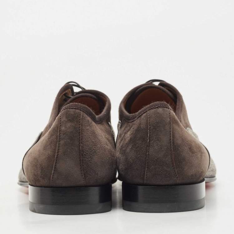 Pre Owned Christian Louboutin Tricolor Leather and Canvas Greggo Oxfords Size 41.5