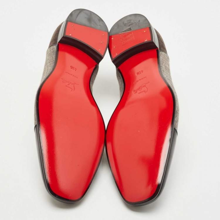 Pre Owned Christian Louboutin Tricolor Leather and Canvas Greggo Oxfords Size 41.5