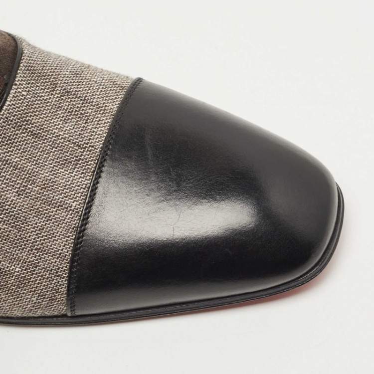 Pre Owned Christian Louboutin Tricolor Leather and Canvas Greggo Oxfords Size 41.5