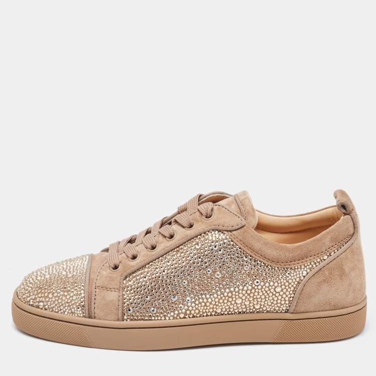 Christian Louboutin Brown Suede Louis Junior Strass Low Top Sneakers Size  40 Christian Louboutin | The Luxury Closet