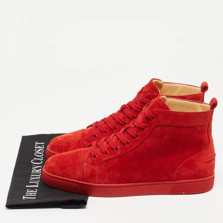 Pre Owned Christian Louboutin Red suede Louis High Top Sneakers Size 44.5