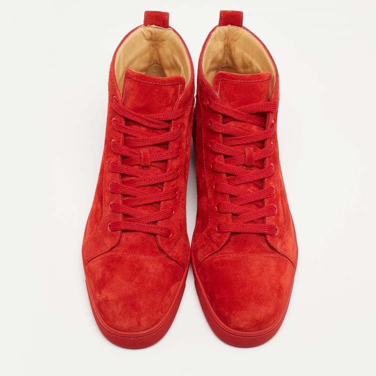 Pre Owned Christian Louboutin Red suede Louis High Top Sneakers Size 44.5
