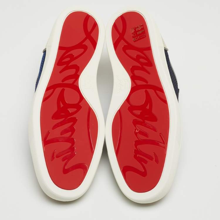 Pre Owned Christian Louboutin Multicolor Fabric and Fabric Louis Junior Strass Sneakers Size 42.5