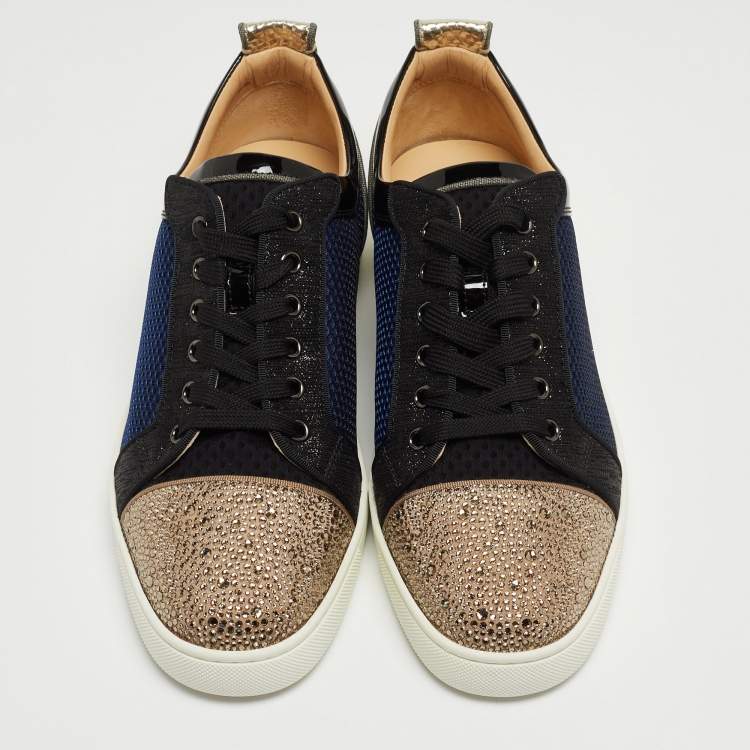 Pre Owned Christian Louboutin Multicolor Fabric and Fabric Louis Junior Strass Sneakers Size 42.5