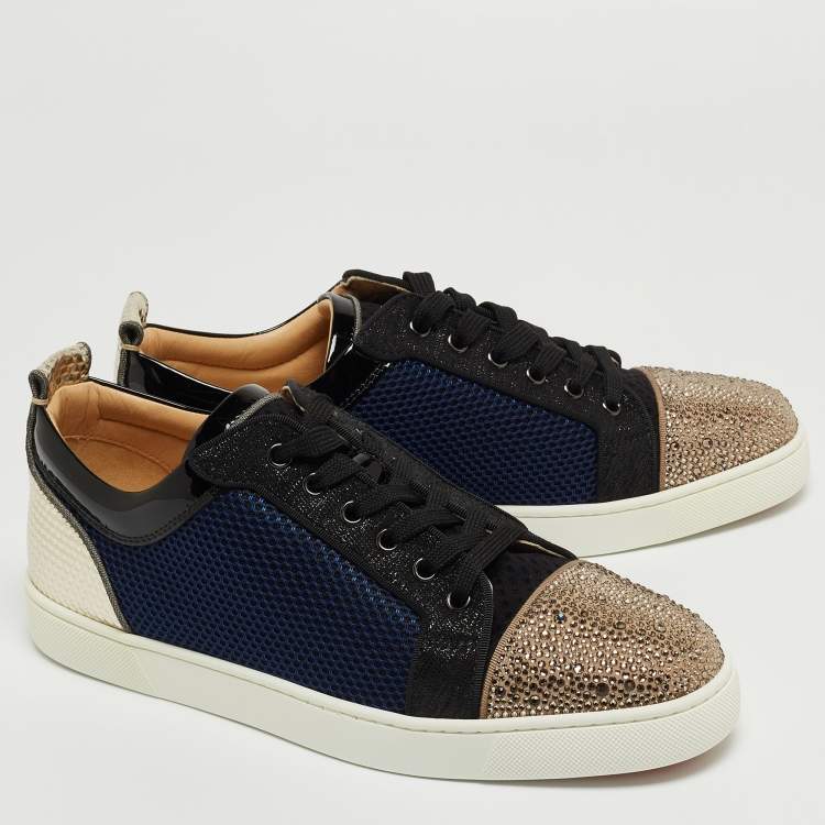 Pre Owned Christian Louboutin Multicolor Fabric and Fabric Louis Junior Strass Sneakers Size 42.5