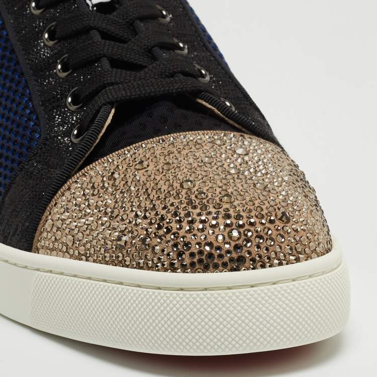 Pre Owned Christian Louboutin Multicolor Fabric and Fabric Louis Junior Strass Sneakers Size 42.5