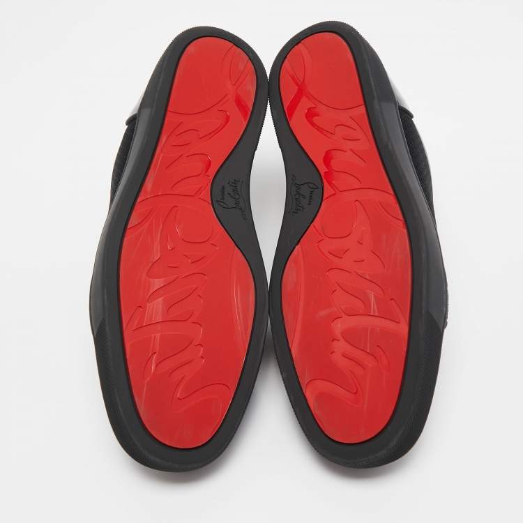 مملوكة مسبقًا Christian Louboutin Black Patent and Leather Low Top Sneakers Size 42.5