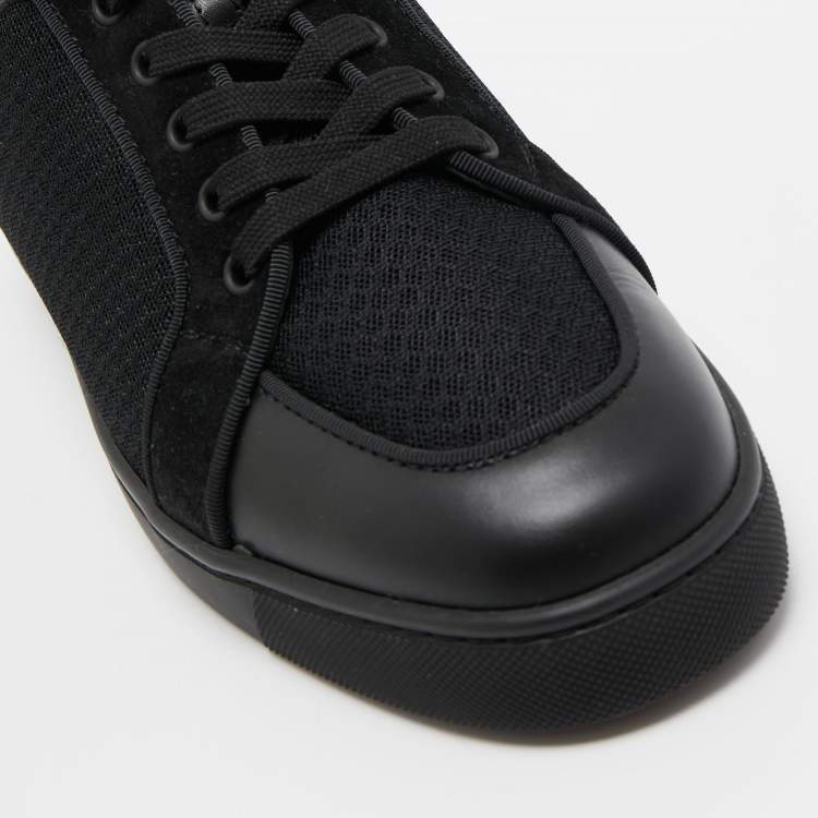 مملوكة مسبقًا Christian Louboutin Black Patent and Leather Low Top Sneakers Size 42.5