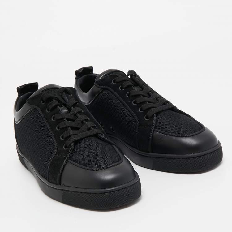مملوكة مسبقًا Christian Louboutin Black Patent and Leather Low Top Sneakers Size 42.5