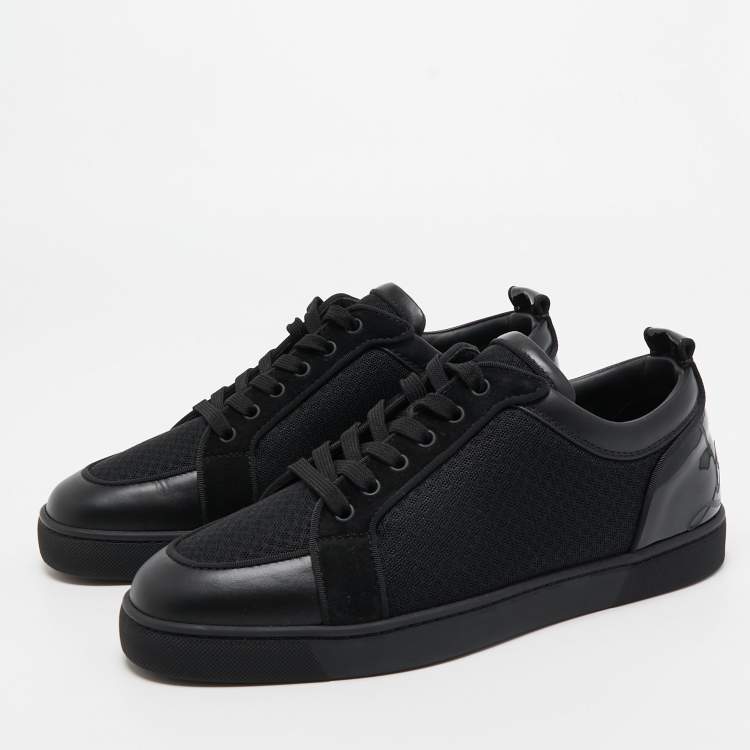 Christian Louboutin Black Patent and Leather Low Top Sneakers Size 