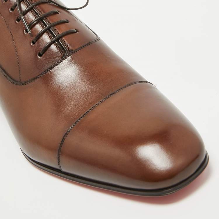 Pre Owned Christian Louboutin Brown Leather Surcity Oxfords Size 43.5 