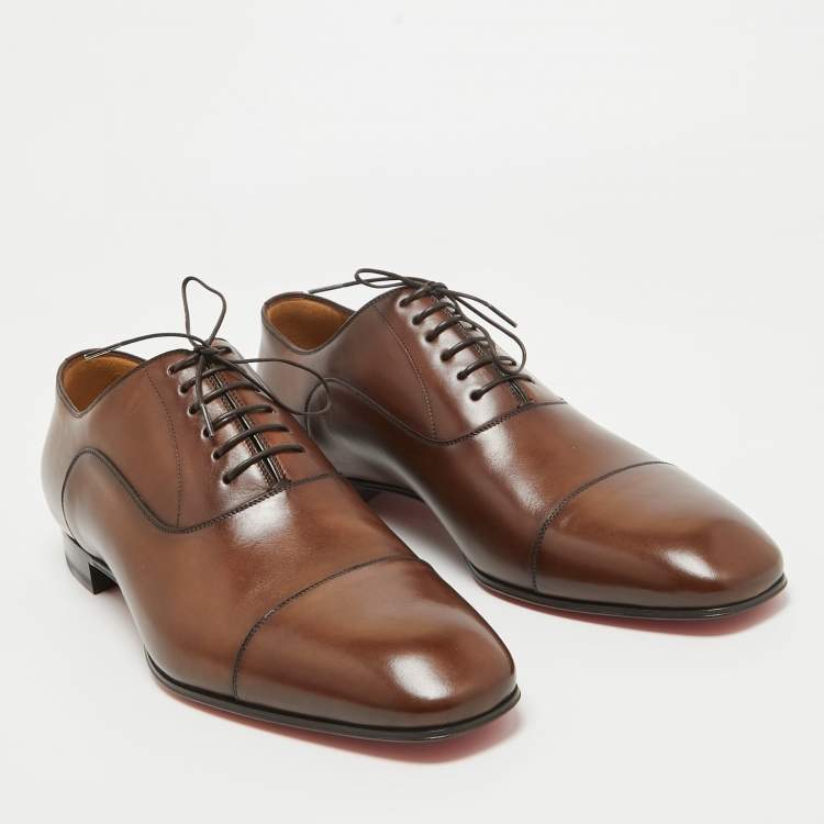 Pre Owned Christian Louboutin Brown Leather Surcity Oxfords Size 43.5 
