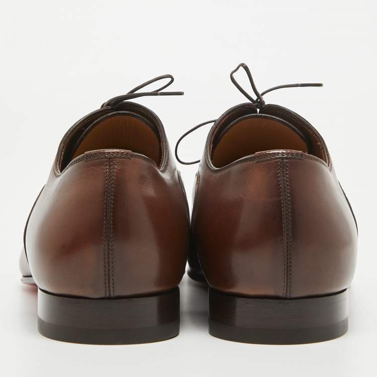 Pre Owned Christian Louboutin Brown Leather Surcity Oxfords Size 43.5 