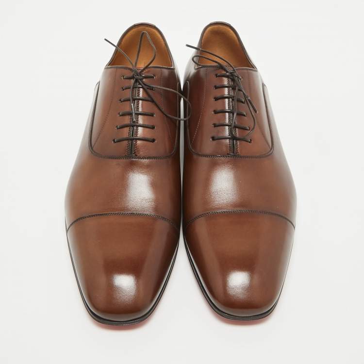 Pre Owned Christian Louboutin Brown Leather Surcity Oxfords Size 43.5 