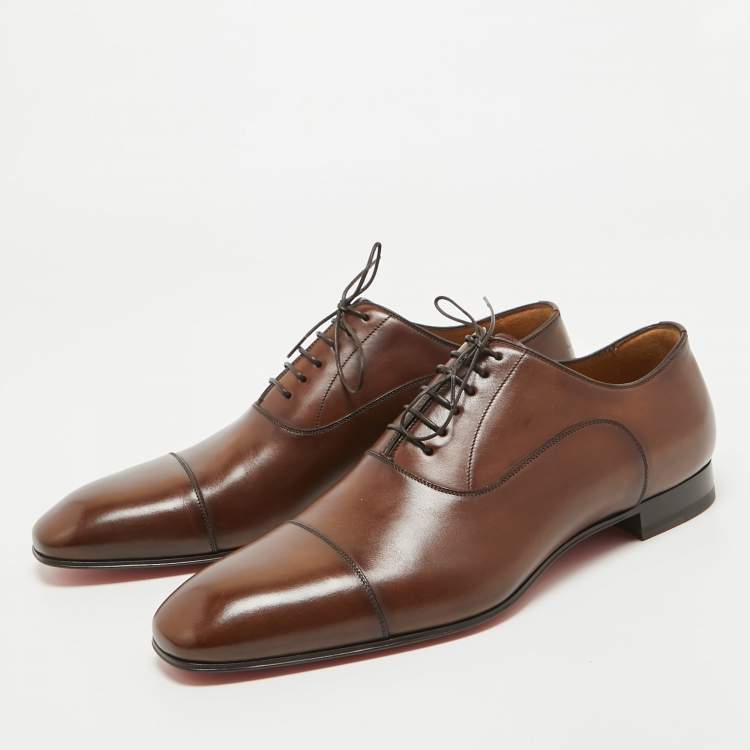 Pre Owned Christian Louboutin Brown Leather Surcity Oxfords Size 43.5 