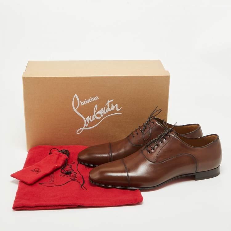 Pre Owned Christian Louboutin Brown Leather Surcity Oxfords Size 43.5 