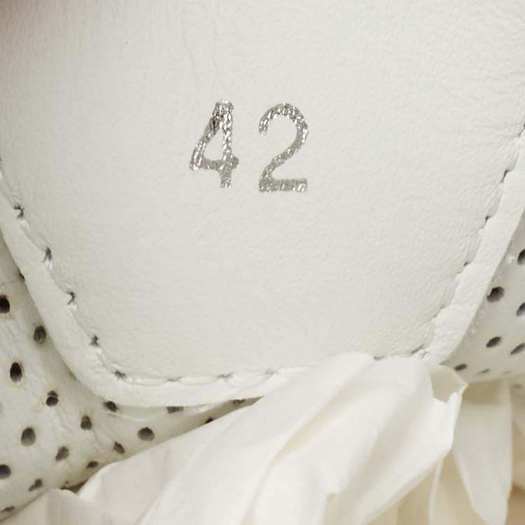 Pre Owned Christian Louboutin White/Black Leather and Rubber Happyrui Sneakers Size 42