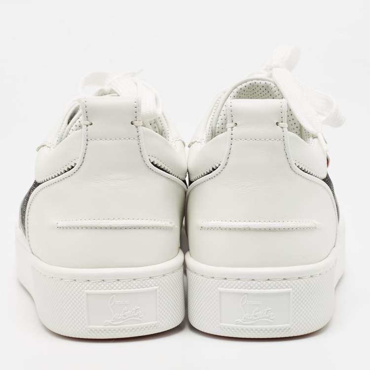 Pre Owned Christian Louboutin White/Black Leather and Rubber Happyrui Sneakers Size 42