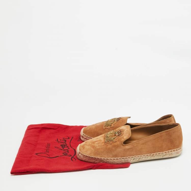 Pre Owned Christian Louboutin Brown Suede Nanou Orlato Espadrille Flats Size 39