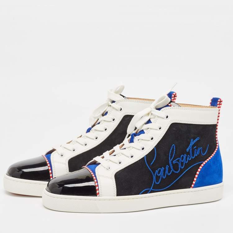 Pre Owned Christian Louboutin Multicolor Suede and Leather Louis High Top Sneakers Size 42