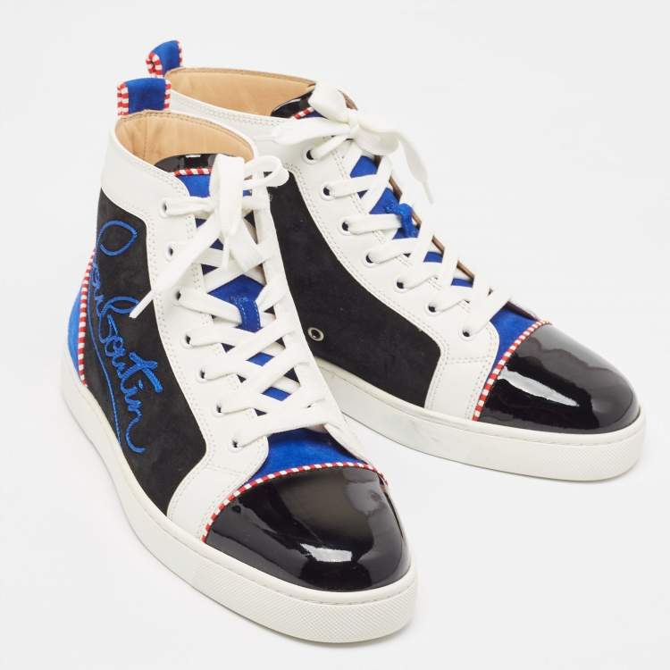 Pre Owned Christian Louboutin Multicolor Suede and Leather Louis High Top Sneakers Size 42