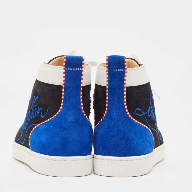 Pre Owned Christian Louboutin Multicolor Suede and Leather Louis High Top Sneakers Size 42