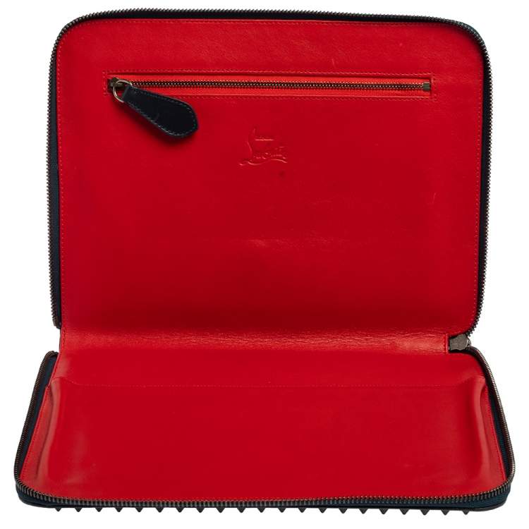 Pre Owned Christian Louboutin Blue Leather Cris Spike iPad Case