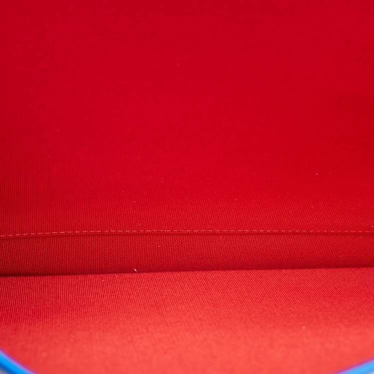 Pre Owned Christian Louboutin Blue Leather Spikes Alexis Document Holder
