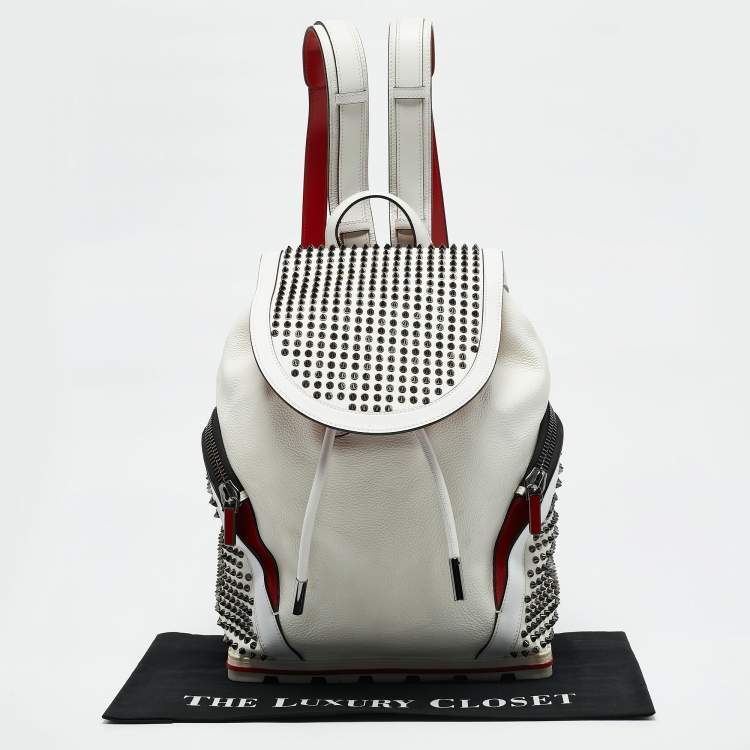 Pre Owned Christian Louboutin White Leather Explorafunk Backpack