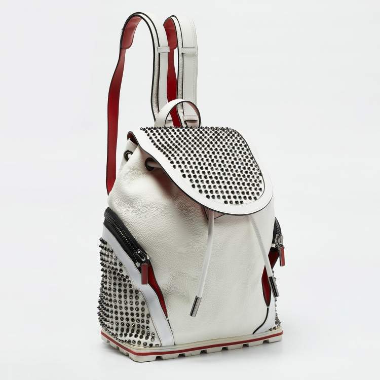 Pre Owned Christian Louboutin White Leather Explorafunk Backpack