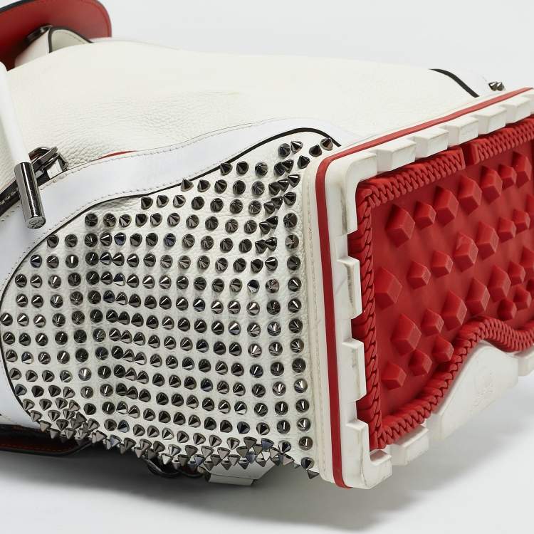 Pre Owned Christian Louboutin White Leather Explorafunk Backpack
