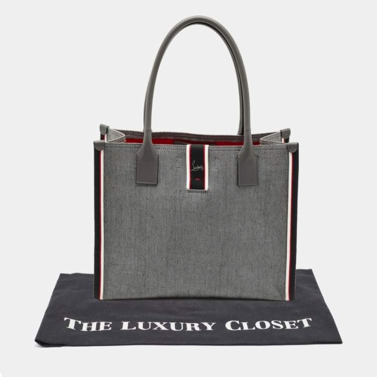 Pre Owned Christian Louboutin Grey Canvas Large Nastroloubi Tote