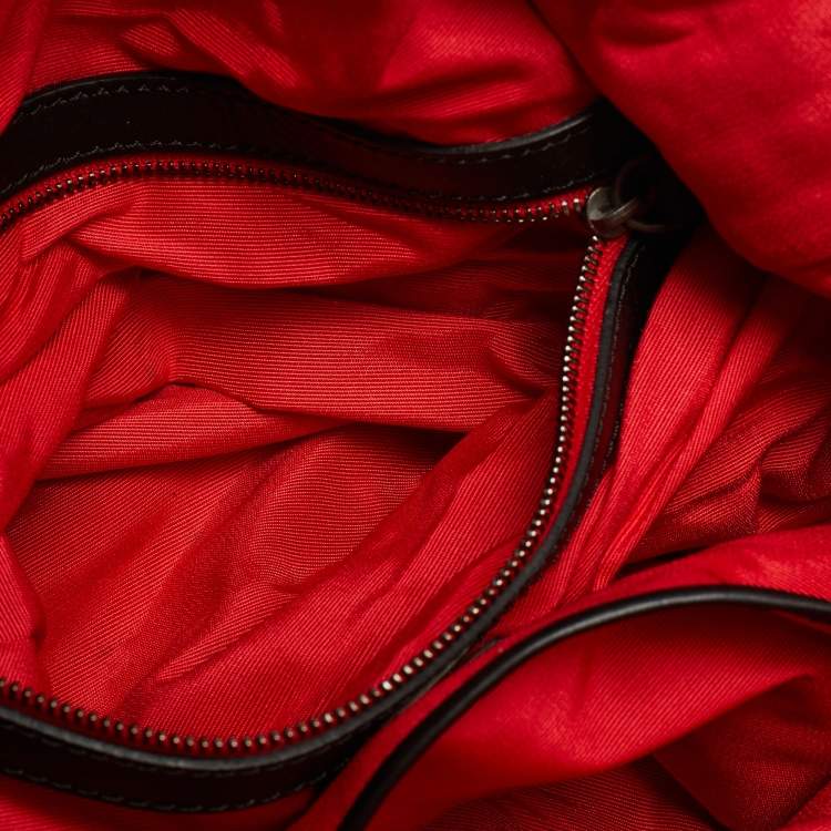 Pre Owned Christian Louboutin Crest Logo Patch Black/Grey Fabric and Mix Leather Tote