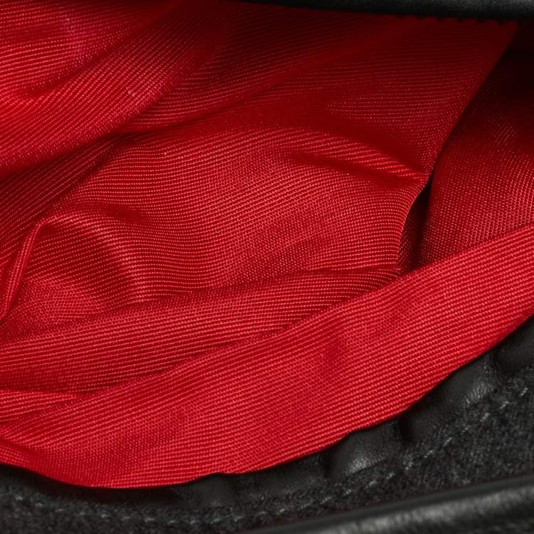 Pre Owned Christian Louboutin Crest Logo Patch Black/Grey Fabric and Mix Leather Tote