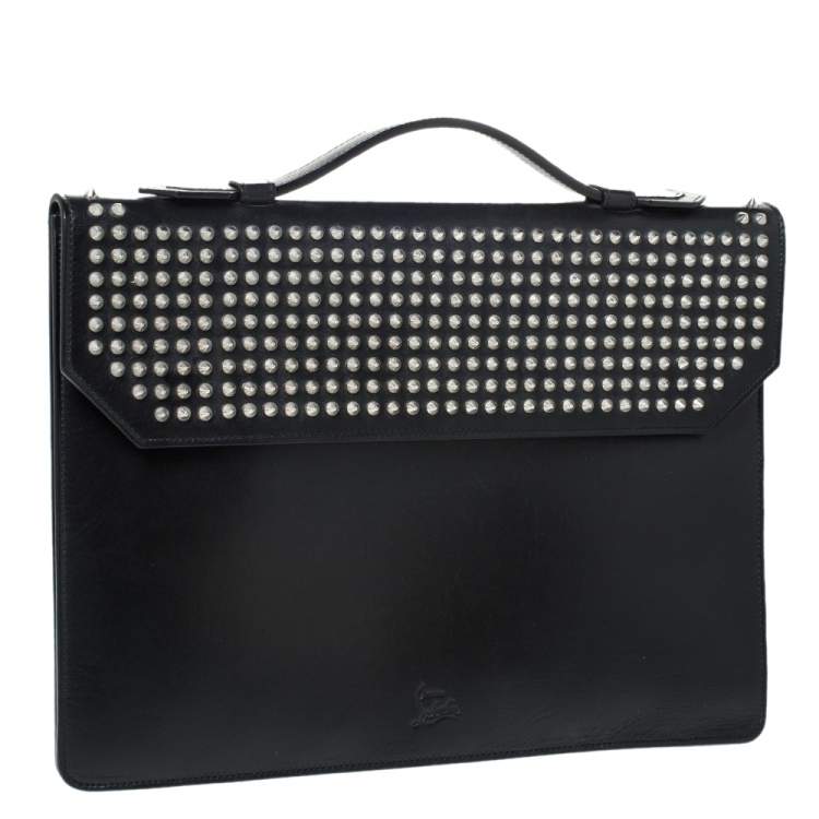 Pre Owned Christian Louboutin Black Spiked Leather Alexis Document Holder
