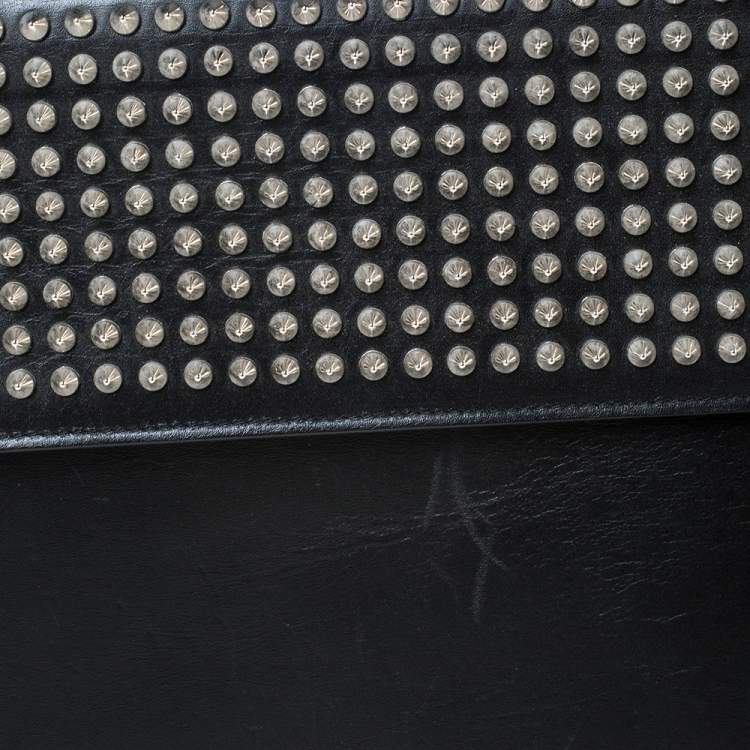 Pre Owned Christian Louboutin Black Spiked Leather Alexis Document Holder