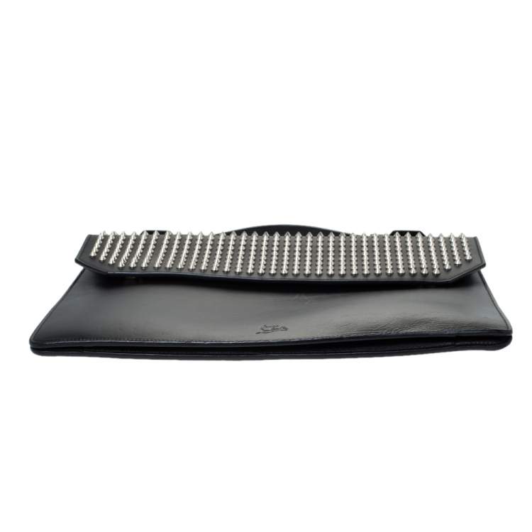 Pre Owned Christian Louboutin Black Spiked Leather Alexis Document Holder