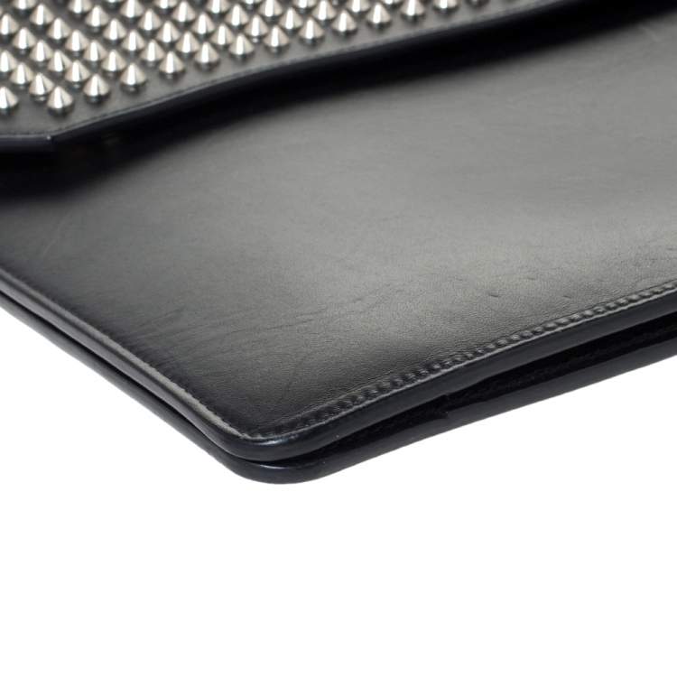 Pre Owned Christian Louboutin Black Spiked Leather Alexis Document Holder