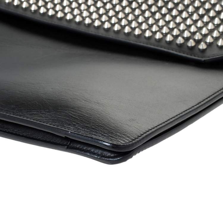 Pre Owned Christian Louboutin Black Spiked Leather Alexis Document Holder