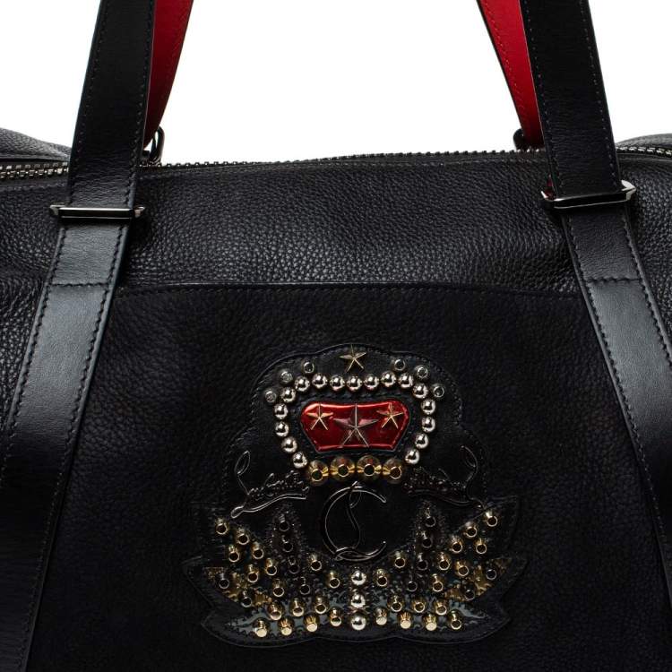 Pre Owned Christian Louboutin Black/Red Nubuck and Leather Bagdamon Duffle Bag